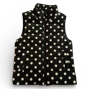 Staccato Women's Puffer Vest Small Black White Polka Dots Lined Winter Jacket
